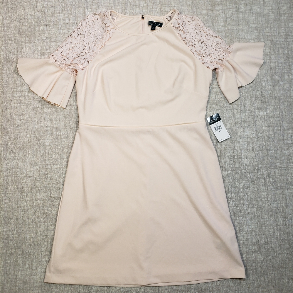 Ralph Lauren Belle Rose Peach Midi Dress Size 18